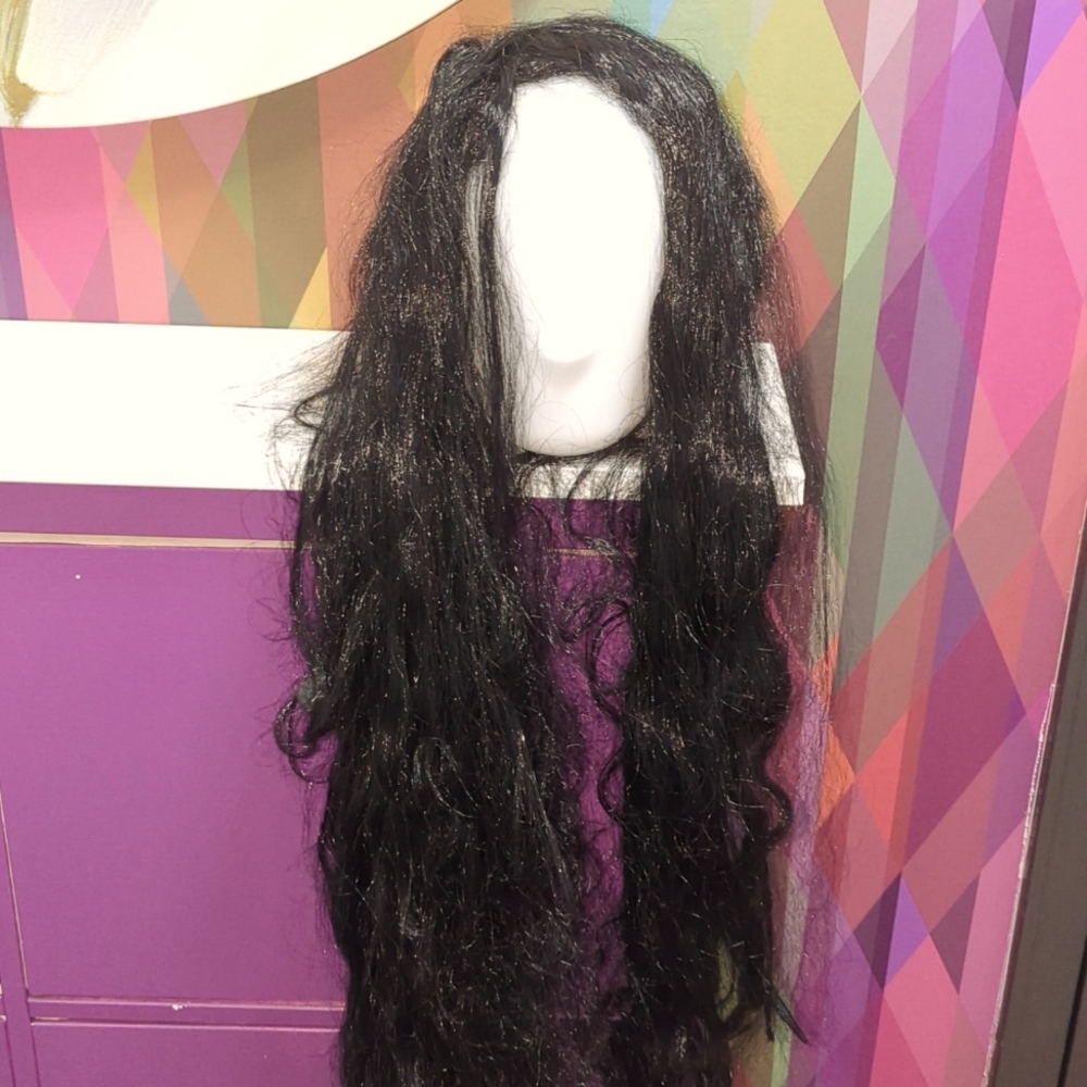 Black 80's Rock wig Unisex, 36 inch long